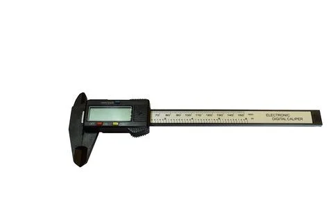 A digital caliper on a white background. Stock Photos