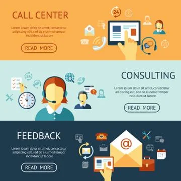 Digital call center and customer support objects 스톡 일러스트