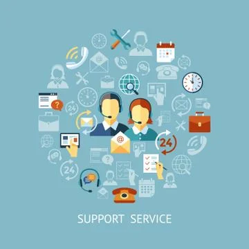 Digital call center and customer support objects 스톡 일러스트