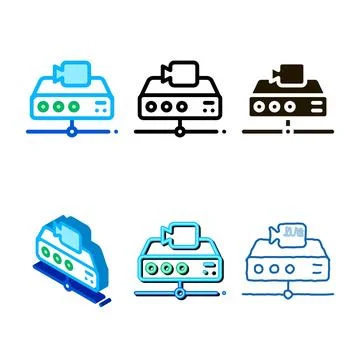Digital camcorder icon vector outline multistyle 库存插图