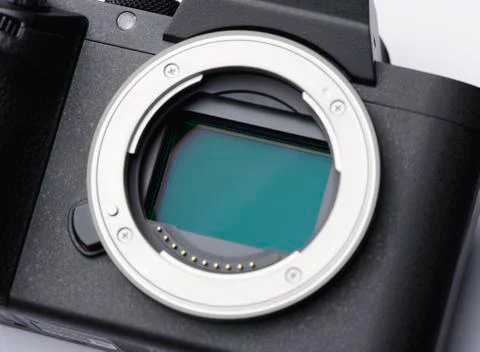 Digital camera 35mm full frame ccd sensor and lens mount close-up 写真素材