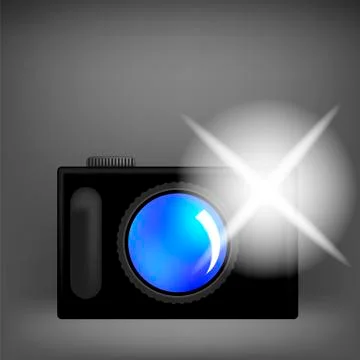 Digital Camera and Flash Isolated Stock Illustration