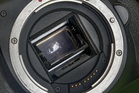 Digital Camera APS-C Sensor and lens mount close-up. 写真素材