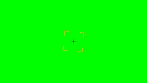 A digital camera autofocus square icon centered on a bright green background Stock Footage 340902940