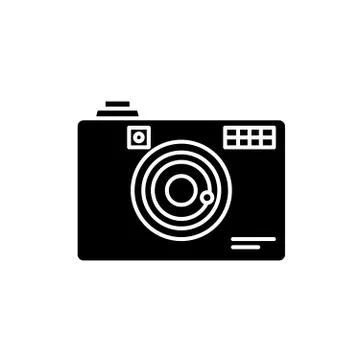 Digital camera black icon, vector sign on isolated background. Digital camera Stock Illustration