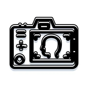 Digital camera capturing portrait with viewfinder focus icon Stock Illustration