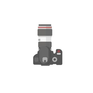Digital camera colorful flat icon on white background Illustrazione stock