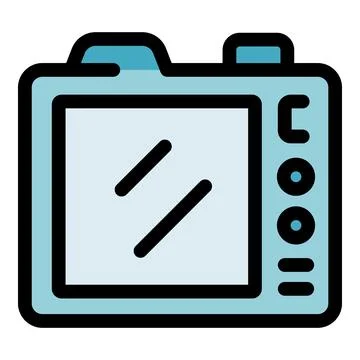 Digital camera displaying standby screen with buttons and shutter release Stock Illustration
