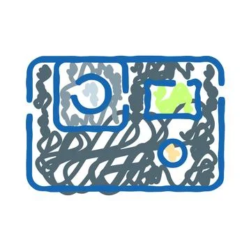 Digital camera doodle creating technology illustration Stock Illustration