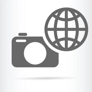 Digital camera earth symbol icon Stock Illustration