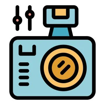 Digital camera with flash and settings controls displaying photography concep Stock Illustration