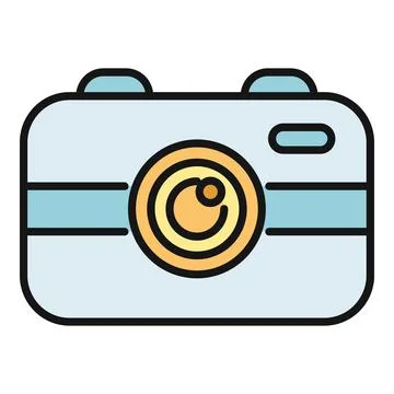 Digital camera flat design icon illustration depicting technology Stock Illustration