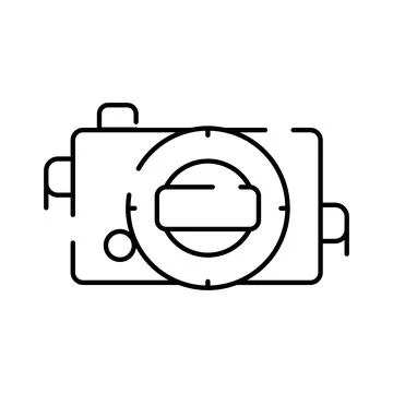 Digital camera focus capturing image line art icon Stock Illustration