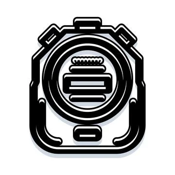 Digital camera icon black and white outline design Stock Illustration