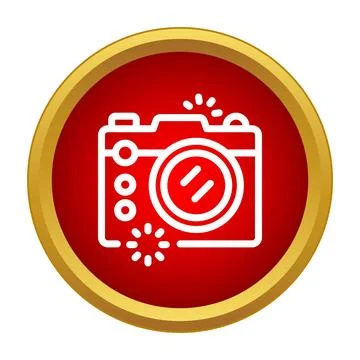 Digital camera icon capturing a moment on red Stock Illustration