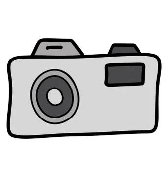 Digital camera icon in doodle design, photography concept Stock Illustration