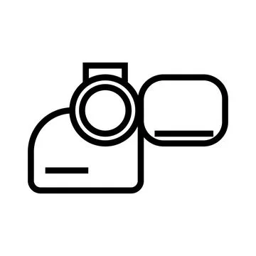 Digital camera icon line isolated on white background. Black flat thin icon.. Stock Illustration