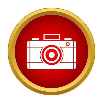 Digital camera icon in a modern red button Stock Illustration