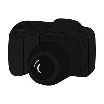 Digital camera icon in monochrome style isolated on white background. Family Stock Illustration