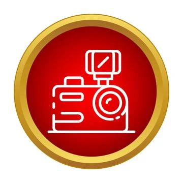 Digital camera icon in red circle representing photography 스톡 일러스트