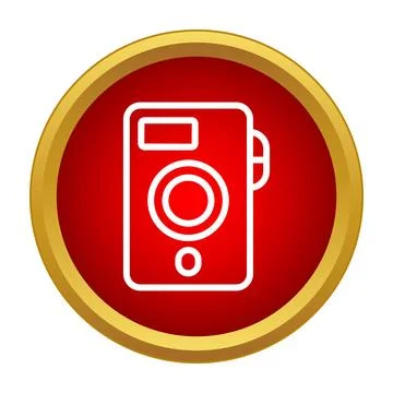 Digital camera icon in red circle for technology concepts 스톡 일러스트