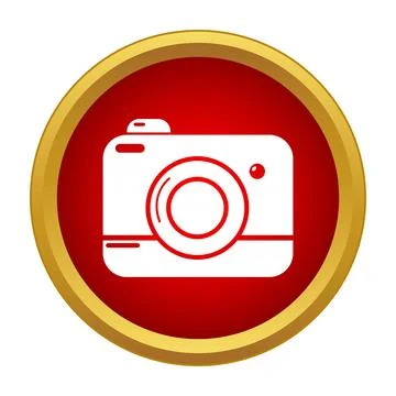 Digital camera icon in red circle button 스톡 일러스트
