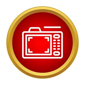 Digital camera icon in red circle 스톡 일러스트