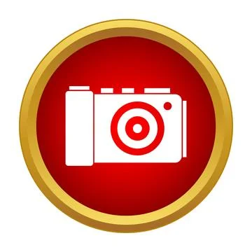 Digital camera icon in red circle Stock Illustration