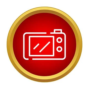 Digital camera icon in red circle Stock Illustration