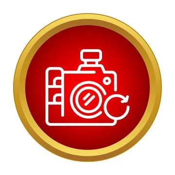Digital camera icon with reset or refresh symbol Stock Illustration