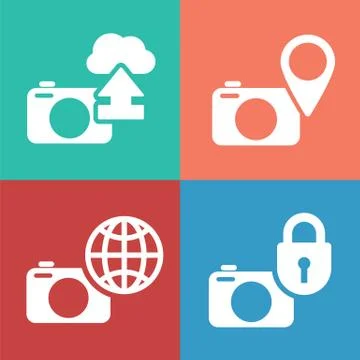 Digital camera icon set Stock Illustration