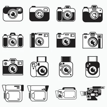 Digital camera icon set or logo set isolated sign symbol vector illustration - C 스톡 일러스트