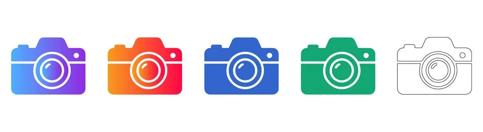 Digital Camera Icons Set Stock Illustration