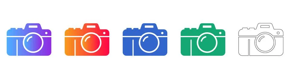 Digital Camera Icons Set Photography and Media Capture Symbols Stock Illustration
