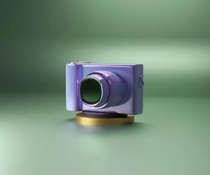 Digital camera isolated on green background.3d illustration Foto stock