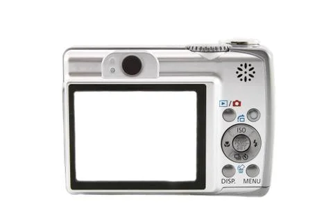 The digital camera isolated over white background Stock Photos