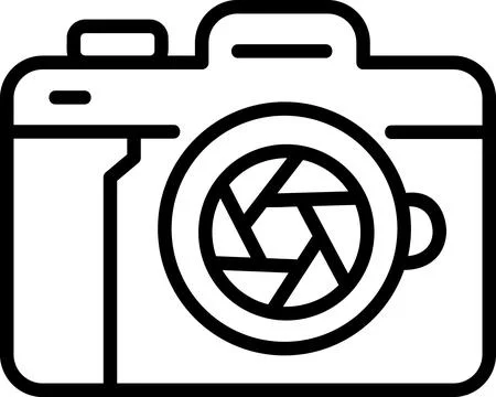 Digital camera with lens line art icon Stock Illustration