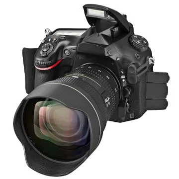 Digital camera, lens, open flash Stock Illustration