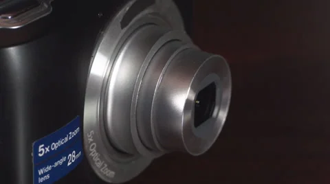 Digital Camera Lens Turning Off Side-Shot Stock Footage 36034948