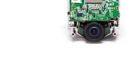 Digital camera lense part, car cam on a white background Stock Photos