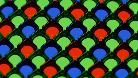 Digital camera matrix - super close up - RGB red green blue pixels light phot Stock Illustration