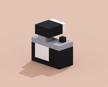 Digital camera, mirrorless camera with flashlight in black &amp; white retro style Stock Illustration