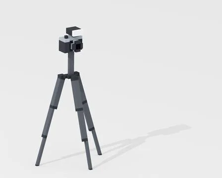 Digital camera, mirrorless camera with flashlight and metal steel tripod Stock Illustration