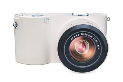 Digital camera, mirrorless interchangeable-lens camera. 3D rendering Stock Illustration