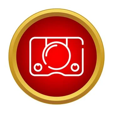 Digital camera outline icon on a red background Stock Illustration