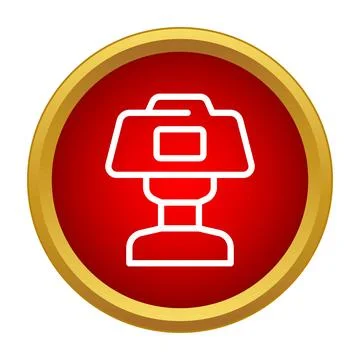 Digital camera outline icon on red gold circle Stock Illustration
