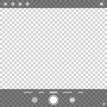 Digital camera overlay is showing viewfinder with corner guides and icons on Stock Illustration