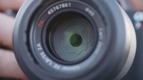 Digital camera photo lens with shutter 스톡 동영상 71568465