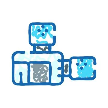 Digital camera photography equipment technology doodle icon Stock Illustration