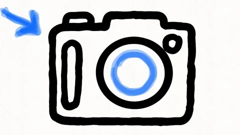 Digital Camera Photography Icon With Blue Arrow Stock Footage 341863492